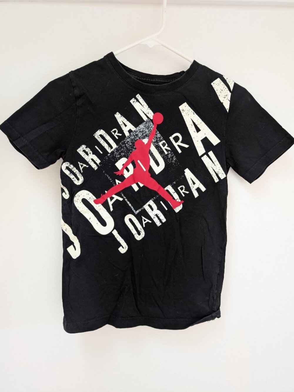 NWOT - Jordan Black Tee with Red and White Graphics Size Medium (10-12)